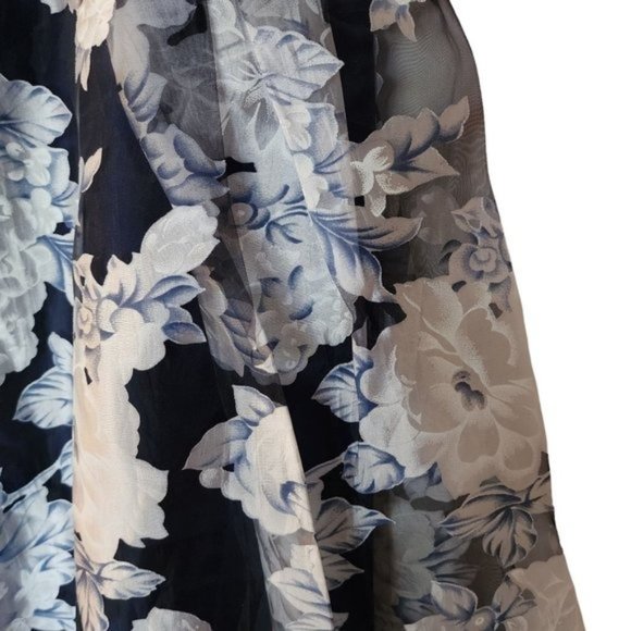 Nanette Lapore Girls Blue Floral Print Layered Satin Maxi Skirt Size XL 16 Years - Picture 7 of 15